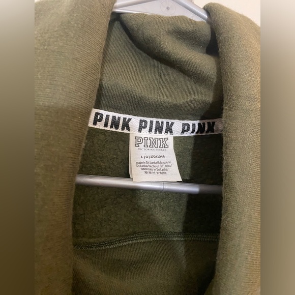Victoria's Secret PINK VS Marl Black Olive Green Cowl Pullover - Large - Picture 5 of 6